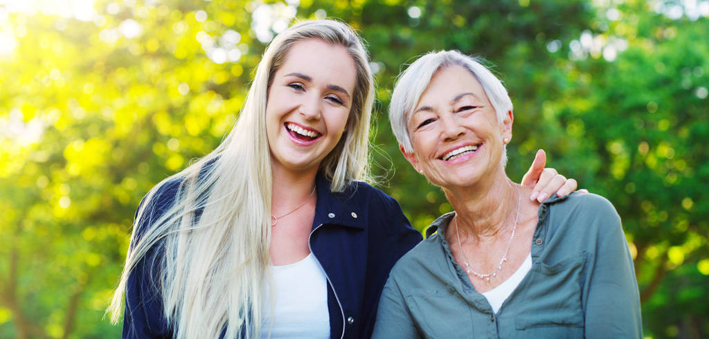 Mother and adult daughter Mother and adult daughter in the park