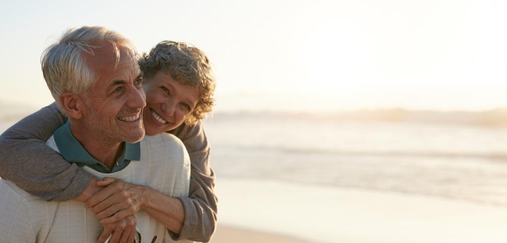 Retired couple on beach Retired couple on beach