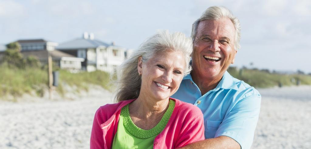 Retired couple on beach Retired couple on beach
