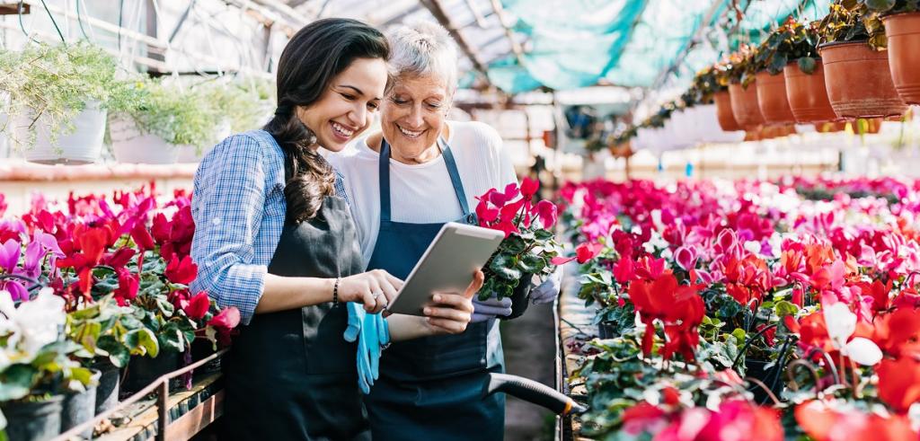 Two women at flower shop