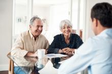 Senior couple reviewing will and estates